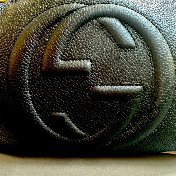 Gucci Soho Medium Black Double Leather Chain Shoulder Bag Tote - Picture 2 of 6